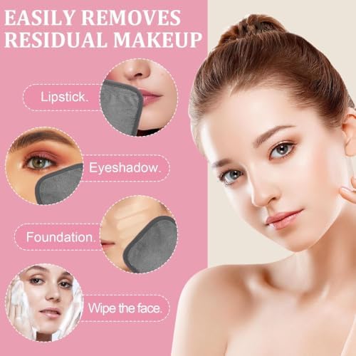 Puomue Makeup Remover Cloth 12 Pack, Ultra Soft and Reusable Microfiber Makeup Remover Towels for All Skin Types, Perfect Face Towels for Women, 6 Inch x 6 Inch, Multicolor