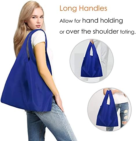 BeeGreen Reusable Grocery Bags Blue Kitchen Bags Bulk Foldable-Machine Washable with Zipper Storage Pouch 50 Packs