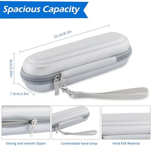 Toothbrush Travel Case for Oral B/Oral-B Pro 1000 1500 5000 7000 & Philips Sonicare 4100 1100 5300 5100 6100/iO Electric Toothbrush, Hard Protective Storage Bag (Silver case&toothbrush cap)