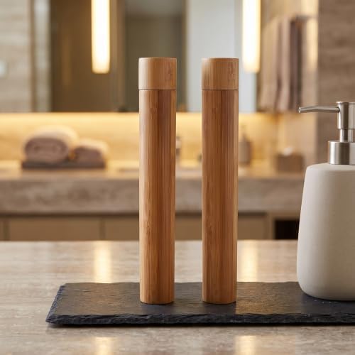 4PCS Travel Bamboo Toothbrush Case - Empty Portable Reusable Toothbrush Tube with Cover for Travel Trip Camping - Personal Tools Container Holder Organizer