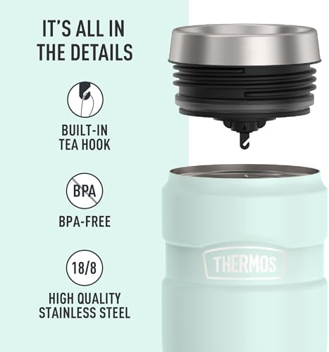 THERMOS Stainless King Stainless Steel Tumbler, 16oz, Matte Light Blue