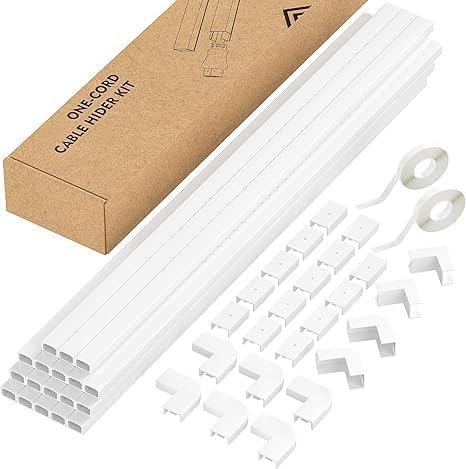 Yecaye PVC Wire Covers for Cords on Wall, One-Cord Cable Concealer Kit, Paintable Cable Raceway Management, Cord Hider, Max for 2 Small Cords for Home Office, W0.59in H0.4in