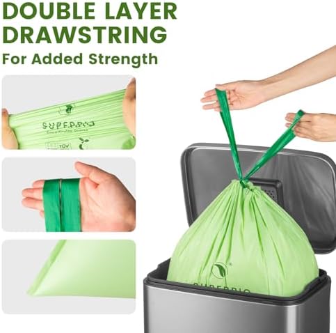 SUPERBIO 4 Gallon Compostable Drawstring Food Scrap Bags