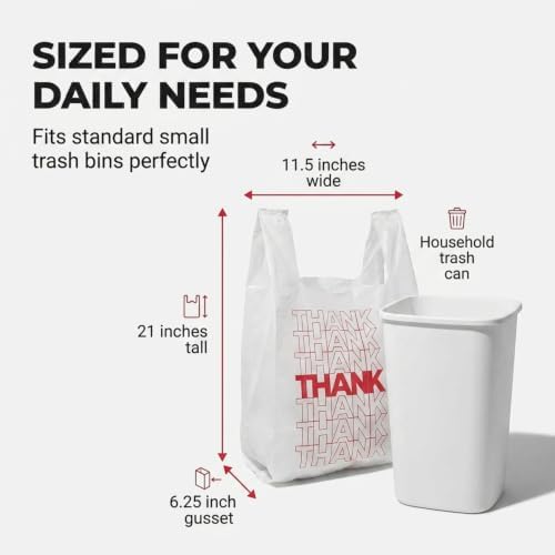 TashiBox 100 Ct Plastic bags, Shopping Bags, Thank You Bags