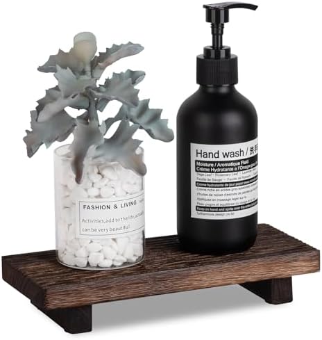 Bathroom Tray Farmhouse Decor Kitchen Soap Holder, 8.7" * 3.6" Dark Brown