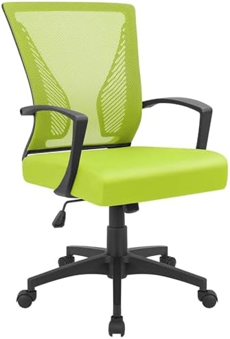 Furmax Office Chair Ergonomic Computer Desk Mesh Chair Mid Back Swivel Lumbar Support with Armrest (1, Cyan)