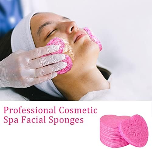 120-Count Kickleen Compressed Cellulose Heart Shape Facial Sponges,Pink