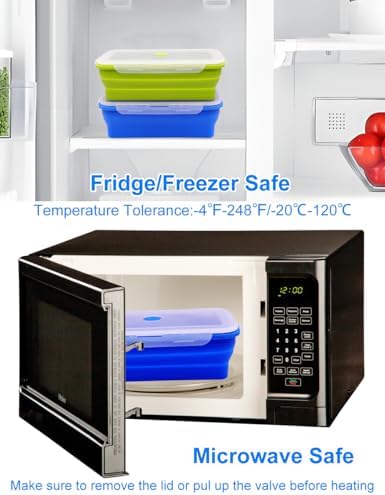 Extra Large Collapsible Silicone Food Storage Containers With Lids, 82.8oz, 2 Pack, XXL Foldable Bento Lunch Box, Rv Collapsible Bowls, Big Meal Boxes for Kitchen, Camping, BPA Free
