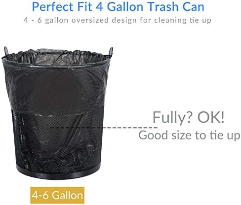 Jaoul Trash Bags 4 Gallon, Small Garbage Bags, Strong & Unscented Trash Bags for Kitchen, Bathroom, Office, Restroom, Car, Black, 60 Counts