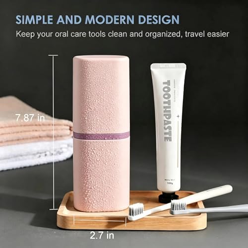 Travel Toothbrush Case - 2 in 1 Portable Travel Toothbrush Holder with Mouthwash Cup, Dustproof Toothbrush and Toothpaste Case for Traveling Camping Business Trip Dorm Bathroom