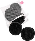 S&T INC. Makeup Remover Wipes for Skin Care with Laundry and Storage Bag, Reusable Makeup Wipes or Face Towels, Travel Essentials, Black, 4 In. Diameter, 5PK