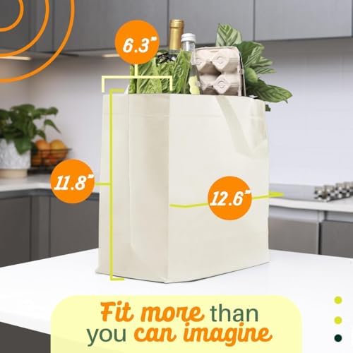 Simply Cool 400 Pack Reusable Grocery Bags, Medium Tote Bags Bulk, Cream
