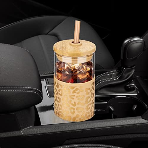 Tronco 20 oz Glass Tumbler with Lids and Straws, Reusable Iced Coffee Cups