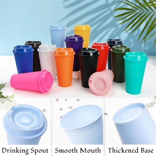 ZAVOOS 14 Pack Reusable Coffee Cups with Lids, 16 Oz