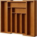 Pipishell Bamboo Expandable Drawer Organizer for Utensils Holder, Adjustable Silverware Organizer Cutlery Tray, Drawer Dividers for Utensils, Flatware, Knives in Kitchen, Bedroom, Living Room Brown