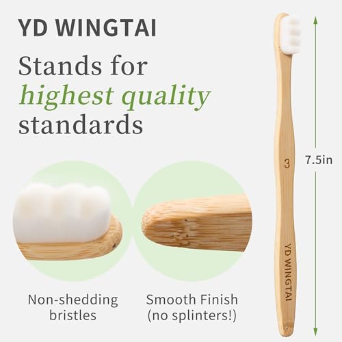 Bamboo Toothbrush 12 Pack Natural Wooden for Adults
