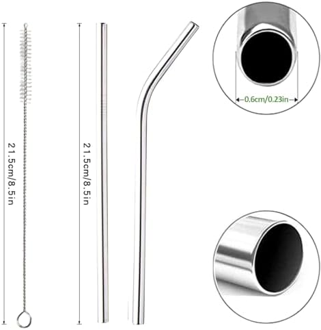 16 Pack of Reusable Stainless Steel Metal Straws