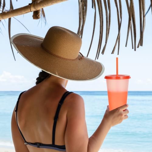 Color Changing Cups, 12 Pack 24oz Plastic Tumblers, Reusable Iced Coffee & Smoothie Cups with Lids and Straws for Parties and Travel (transparent, 12 Pack)