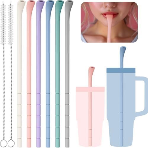NiHome 6PCS Silicone Anti-Wrinkle Straws Fit for Stanley 40oz 30oz Tumblers