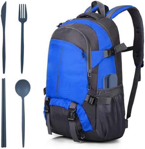 ELANE 4 Sets Reusable Travel Utensils Set with Case,Camping Cutlery Set Reusable Cutlery Set with Case,Utensil Sets for Lunch Picnic Daily Use Outdoor (darkblue)