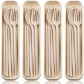 ELANE 4 Sets Reusable Travel Utensils Set with Case,Camping Cutlery Set Reusable Cutlery Set with Case,Utensil Sets for Lunch Picnic Daily Use Outdoor (beige)