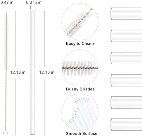 12 PCS Replacement Straws for Stanley|Owala|Simple Modern 40oz 30oz Tumbler, Reusable Clear Drinking Straws with Cleaning Brush for Stanley Cup Accessorie，BPA Free, Dishwasher Safe