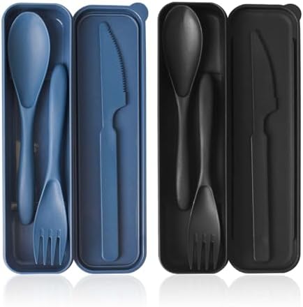 2 Sets Reusable Utensils Set with Case, Portable Travel Cutlery