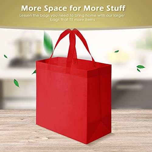 Reginary 100 PCS Non Woven Tote Bags Bulk,Red