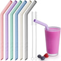 NiHome 6 PCS Extra Wide Reusable Bent Silicone Straws for Boba & Smoothies