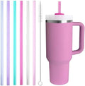 Replacement Straw Compatible with Stanley Quencher 40 oz,30 oz Tumbler, 12 inch Extra Long Reusable Straws Plastic For 40 Oz Cup,Multicolor 14-6 Pack