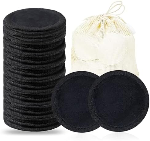 wegreeco 40 Pack Reusable Makeup Remover Pads, Washable Reusable Cotton Rounds Pads for Face, Makeup Remover Cloths for All Skin - (Black)
