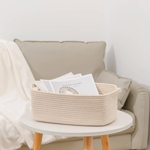 CubesLand Cute and Durable Small Cotton Rope Basket for Organizing