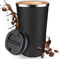 17OZ Travel Coffee Mug Insulated Coffee Cup with Spill Leak Proof Lid, Portable Stainless Steel Tumbler Reusable Hot and Cold Water Mug for Car, Daily, Camping- Black