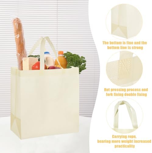 50pcs Reusable Grocery Bags with Handles Non Woven Shopping Tote Bags Bulk