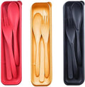 Wheat Straw Travel Cutlery 3pk Portable Knife Fork Spoon with Storage Case