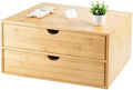 Charmewooden Bamboo Desk Organizer with Drawers, Countertop Organizer with Drawers Makeup Storage Drawer 2 Drawers Tabletop Storage Organization Box Home Office Workspace Bathroom Toiletries Supplies