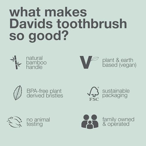 Davids Bamboo Soft Bristle Toothbrush Eco-Friendly BPA Free 3 Pack
