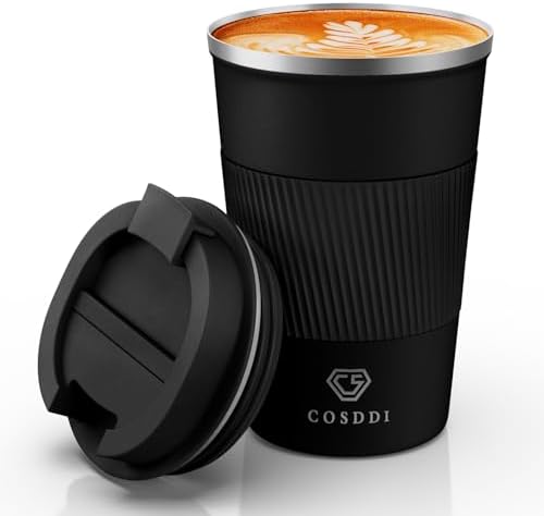 CS COSDDI 12 oz Coffee mug - Stainless Steel Coffee Cup with Leakproof Lid
