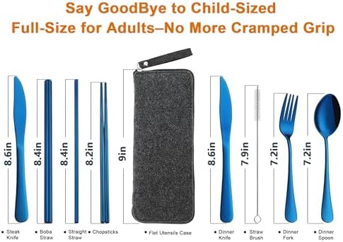 DEVICO Camping Utensils, Stainless Steel Travel Silverware Set with Case