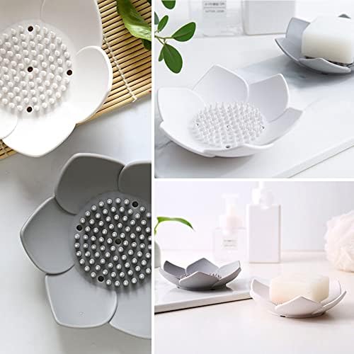 2 Pack Silicone Soap Tray Dishes Soap Holder Saver Draining Bathroom Shower Sink Bathtub