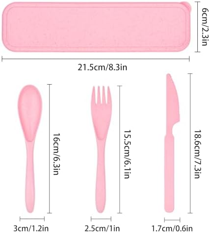 2 Sets Travel Utensils with Case, Portable Camping Cutlery Set