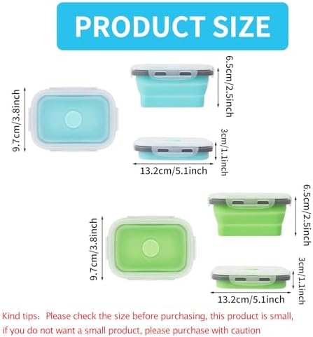 2 Pcs Collapsible Food Storage Containers with Lids and Vent, Silicone Food Storage Containers, Microwave Freezer Dishwasher Safe