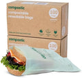 Compostic Compostable XL Sandwich Bags, 200 Ct Bulk, Zip-Seal