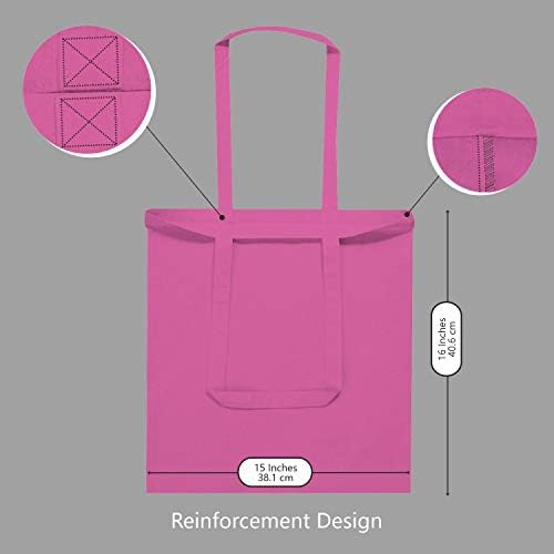 TOPDesign 24-Pack Economical 16"x15" Pink Cotton Tote Bag, Lightweight Medium Reusable Grocery Shopping Cloth Bags, Suitable for DIY, Advertising, Promotion, Gift, Activity