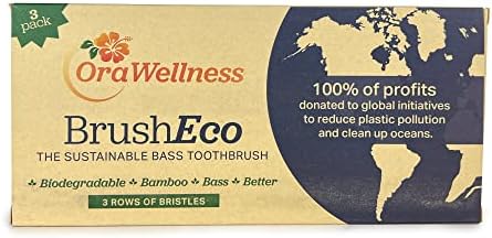 OraWellness BrushEco Bamboo Toothbrush, 3 Rows, Wooden Toothbrush