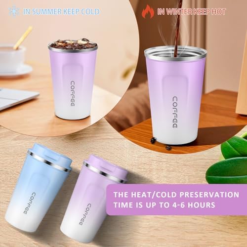 CS COSDDI 12 oz Coffee mug - Stainless Steel Coffee Cup with Leakproof Lid