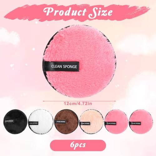 5 Pcs Reusable Cotton Rounds for Face Soft Makeup Remover Pads Washable Makeup Remover Cloth Double-Sided Reusable Makeups Removers Pads for Facial Cleansing 5 Colors