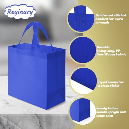 Reginary 100 PCS Non Woven Tote Bags Bulk,Blue