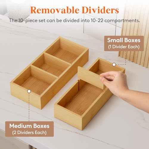 Lifewit Drawer Organizers 10 Pack(22 Grid) with 12 Inserts