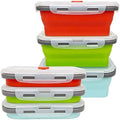CARTINTS Set of 3 Collapsible Food Storage Containers Collapsible Silicone Bowls, Silicone Lunch Containers with Airtight Lids, Microwave and Freezer Safe, 500ml